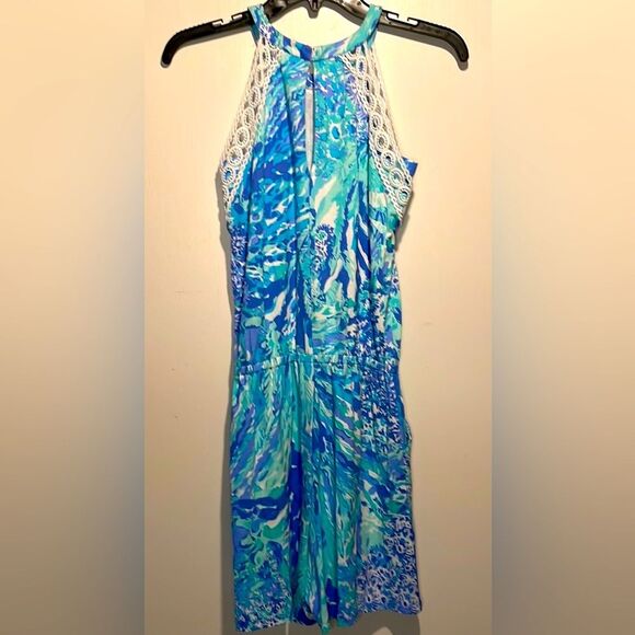 Lilly Pulitzer NWT LaLa Halter Romper Blue Haven Hey Hey Soleil- Size XXS - Picture 3 of 12
